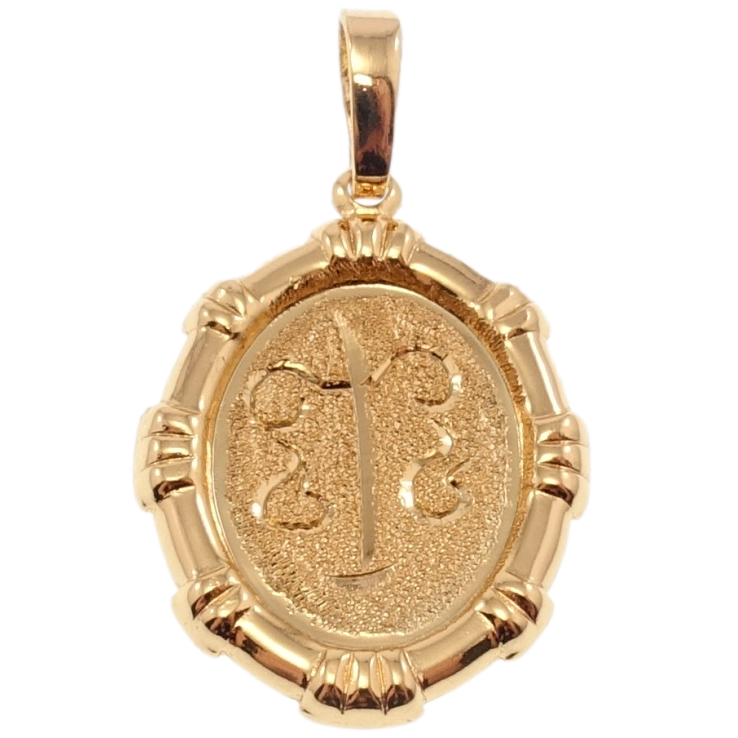 Кулон Xuping Позолота 18 К Овальний Медальйон Знак Зодіаку Терези Шагренью та Алмазкою фото №5