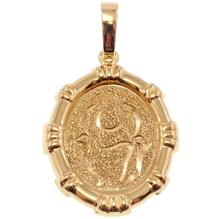 Кулон Xuping Позолота 18 К Овальний Медальйон Знак Зодіаку Телець Шагренню та Алмазкою фото №6