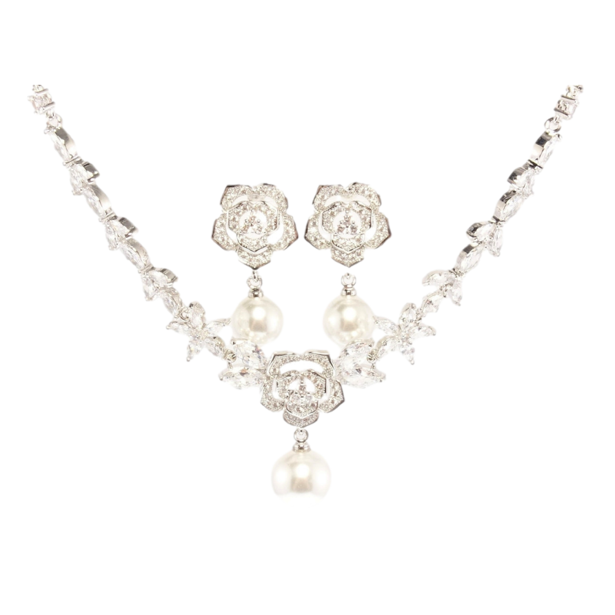 Набор Xuping Родий Серьги Колье Изящный цветок размер 45см х 3-9мм фото №1 Набор Xuping Родий Серьги Колье Изящный цветок размер 45см х 3-9мм фото №1