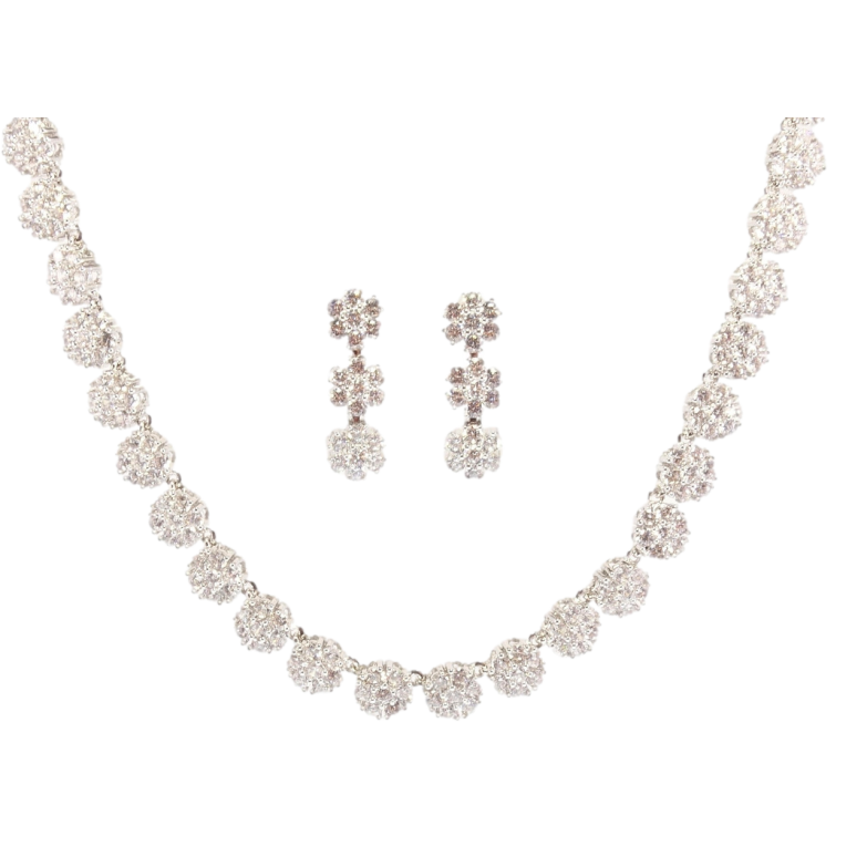 Набор Xuping Родий Серьги Колье Кристальные цветочки размер 44см х 8мм фото №1 Набор Xuping Родий Серьги Колье Кристальные цветочки размер 44см х 8мм фото №1