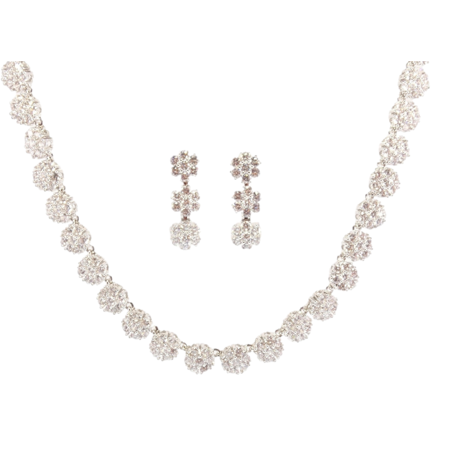 Набір Xuping Родій Сережки Кольє Кристальні квіточки розмір 44см х 8мм фото №1 Набір Xuping Родій Сережки Кольє Кристальні квіточки розмір 44см х 8мм фото №1