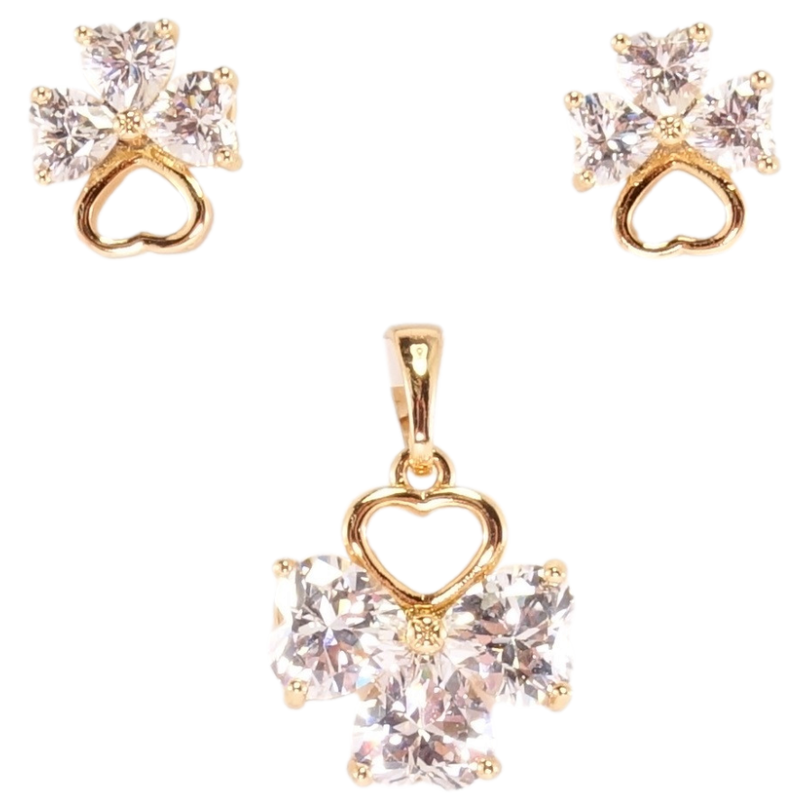 Набір Xuping Позолота 18K Сережки Кулон Кристальні чотирилистки фото №1 Набір Xuping Позолота 18K Сережки Кулон Кристальні чотирилистки фото №1