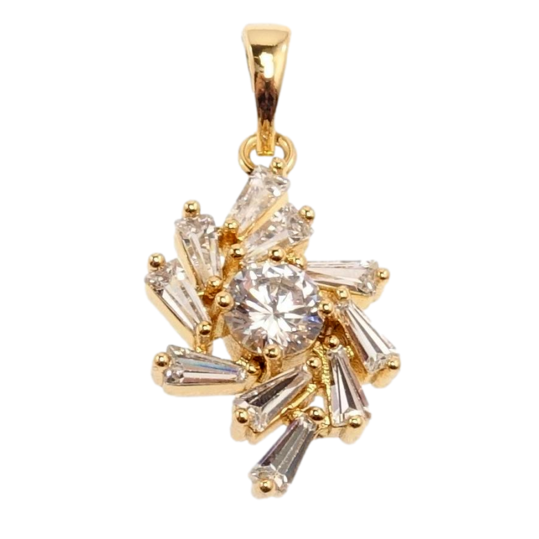 Кулон Xuping Позолота 18 К Фіаніт в обрамленні трапецієподібних кристалів фото №2 Кулон Xuping Позолота 18 К Фіаніт в обрамленні трапецієподібних кристалів фото №2