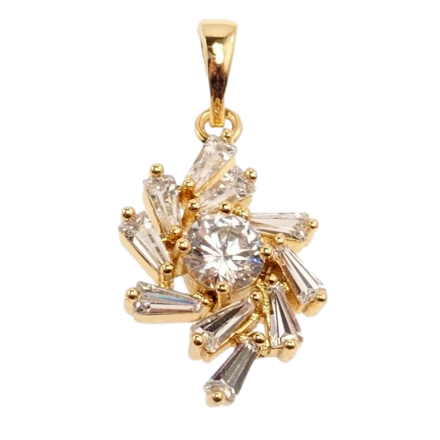 Кулон Xuping Позолота 18 К Фіаніт в обрамленні трапецієподібних кристалів фото №1 Кулон Xuping Позолота 18 К Фіаніт в обрамленні трапецієподібних кристалів фото №1