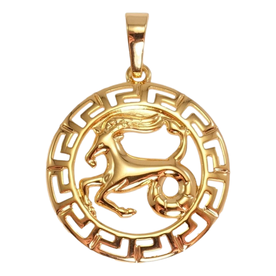 Кулон Xuping Позолота 18 К Знак Зодіаку Козеріг з меандровим орнаментом фото №1