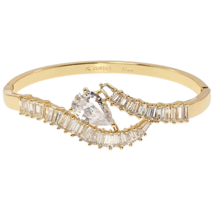 Браслет Xuping Позолота 18K Кристальні обійми ø 6см фото №5 Браслет Xuping Позолота 18K Кристальні обійми ø 6см фото №5