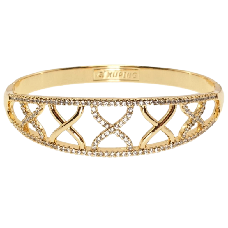 Браслет Xuping Позолота 18K Орнамент крестиками с цирконием ø 5,8см фото №1