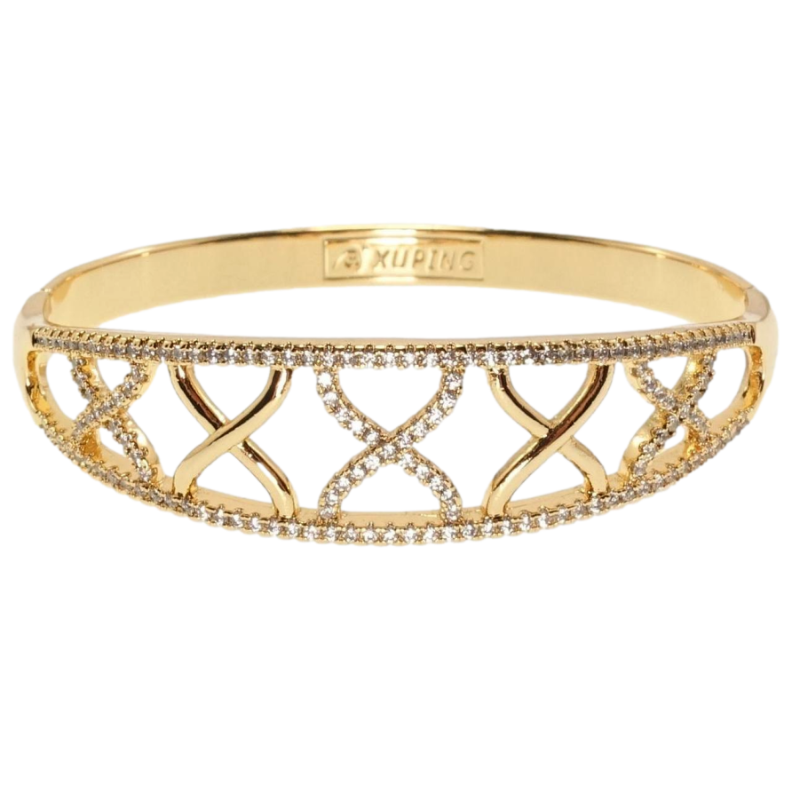 Браслет Xuping Позолота 18K Орнамент хрестиками з цирконієм ø 5,8см фото №1