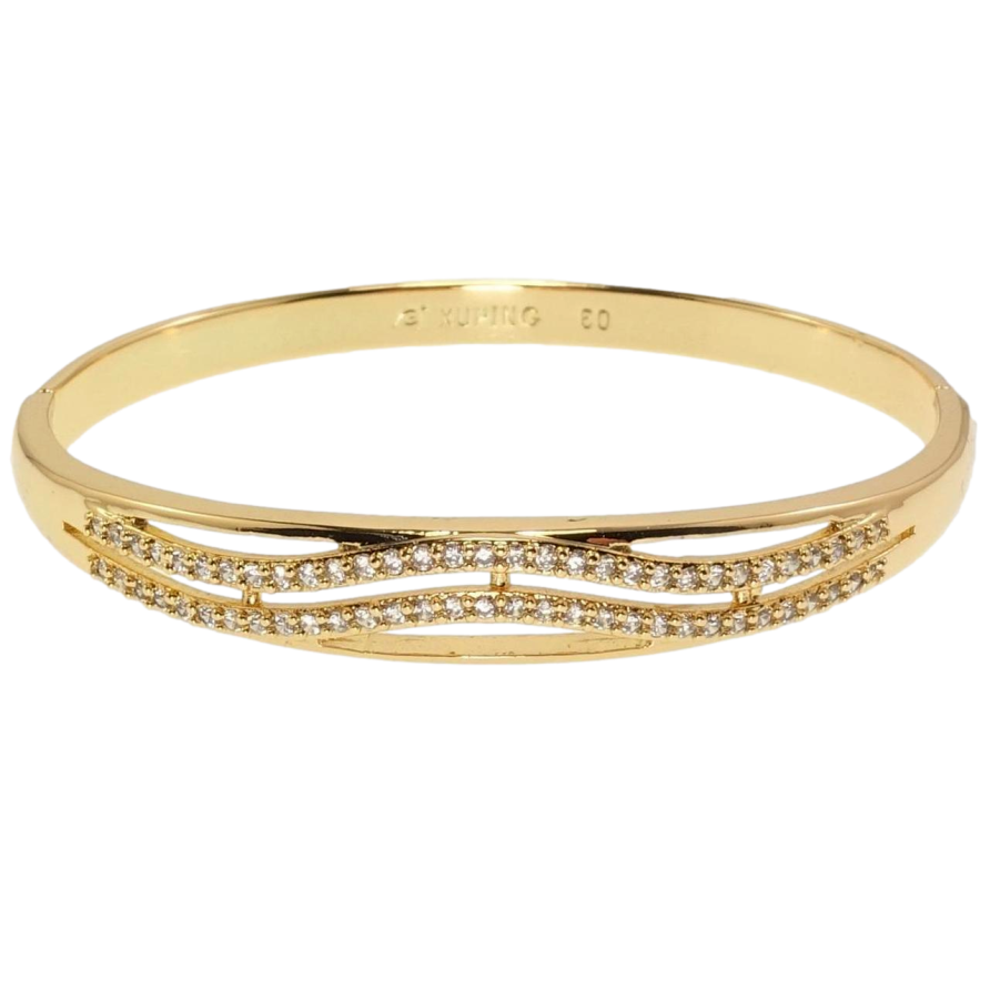 Браслет Xuping Позолота 18K Волнистые дорожки циркония ø 6см фото №1