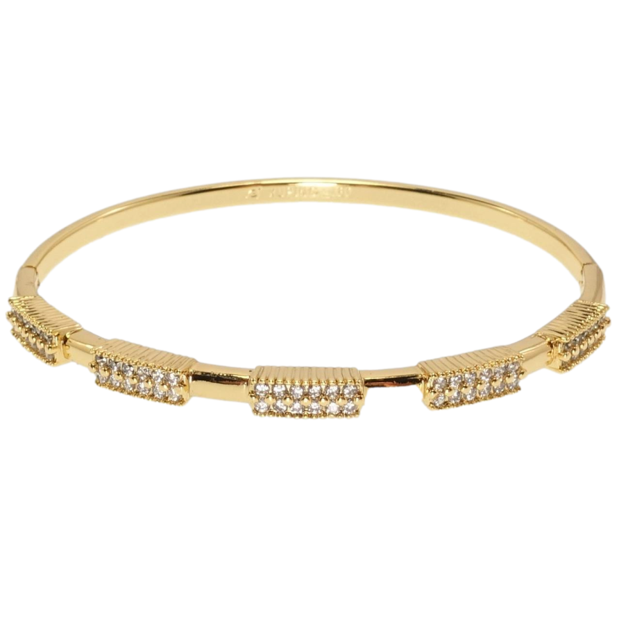 Браслет Xuping Позолота 18K Прямоугольные вставки с цирконием ø 6см фото №1