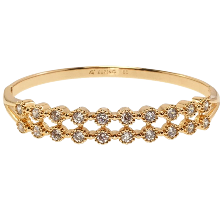 Браслет Xuping Позолота 18K Подвійна доріжка кристалів ø 5,8см фото №1