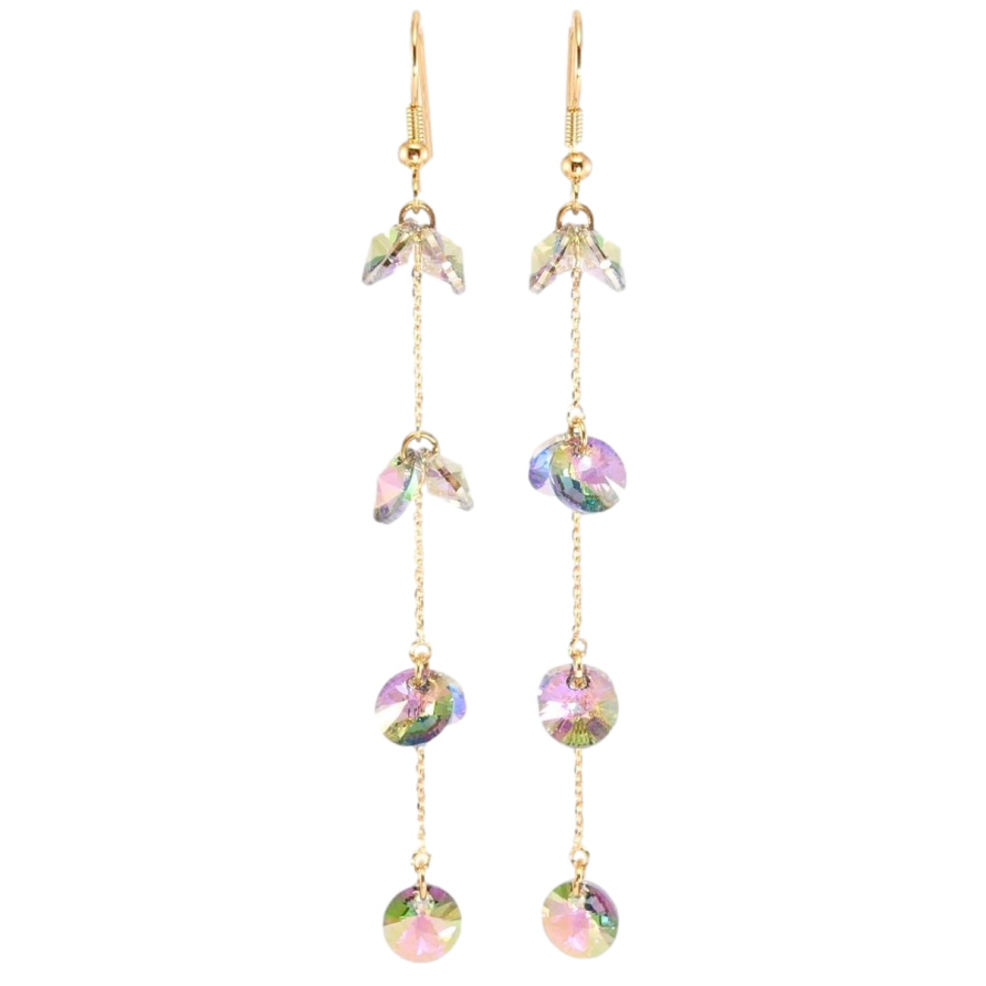 Серьги Xuping цвет 18K с кристаллами Swarovski французский замок Кристаллы Vitrail Light на цепочке фото №1 Серьги Xuping цвет 18K с кристаллами Swarovski французский замок Кристаллы Vitrail Light на цепочке фото №1