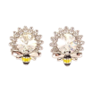 Сережки Xuping колір Родій з кристалами Swarovski пусети "Квіточки з кристалом Clear та бджолою" фото №2
