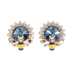 Сережки Xuping колір Родій з кристалами Swarovski пусети "Квіточки з кристалом Montana та бджолою" фото №2