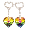Серьги Xuping цвет Родий с кристаллами Swarovski пусеты "Сердечки с подвеской кристалл Vitrail Medium" фото №2