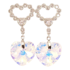 Сережки Xuping колір Родій з кристалами Swarovski пусети "Сердечки з підвіскою кристал Shimmer" фото №2