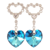 Сережки Xuping колір Родій з кристалами Swarovski пусети "Сердечки з підвіскою кристал Capri Blue" фото №2