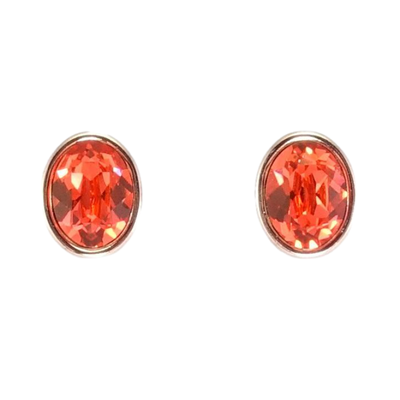 Сережки Xuping колір Родій з кристалами Swarovski пусети Овальні кристали Light Siam фото №1