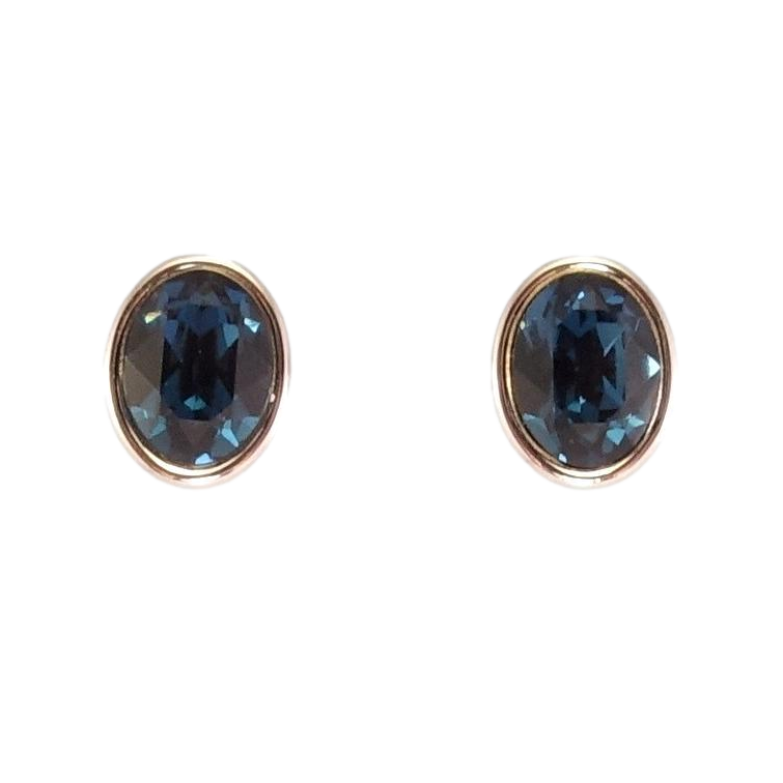 Сережки Xuping колір Родій з кристалами Swarovski пусети Овальні кристали Montana фото №1 Сережки Xuping колір Родій з кристалами Swarovski пусети Овальні кристали Montana фото №1