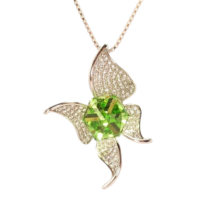 Кулон Xuping колір Родій з кр-ми Swarovski на ланцюжку Метелик з кубом Peridot та кристалом дл.40-45см х 1мм фото №9 Кулон Xuping колір Родій з кр-ми Swarovski на ланцюжку Метелик з кубом Peridot та кристалом дл.40-45см х 1мм фото №9