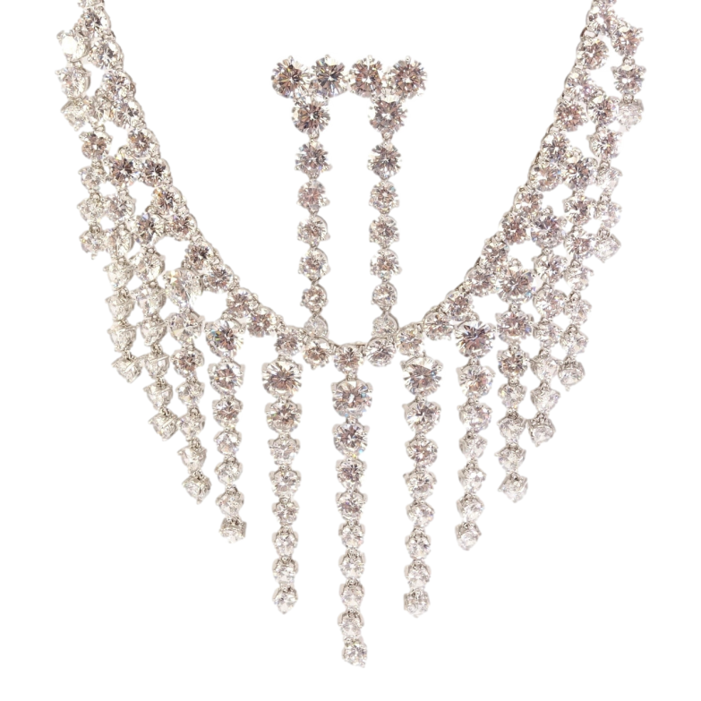 Набор Xuping Родий Серьги Колье Кристальный шик размер 42см х 7мм фото №1