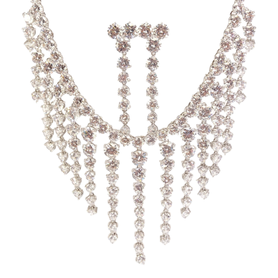 Набор Xuping Родий Серьги Колье Кристальный шик размер 42см х 7мм фото №1