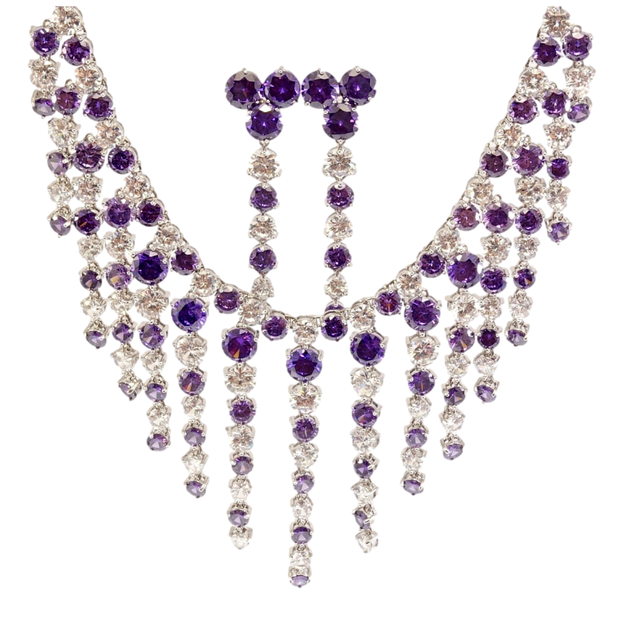 Набор Xuping Родий Серьги Колье Кристальный шик размер 42см х 7мм фото №1