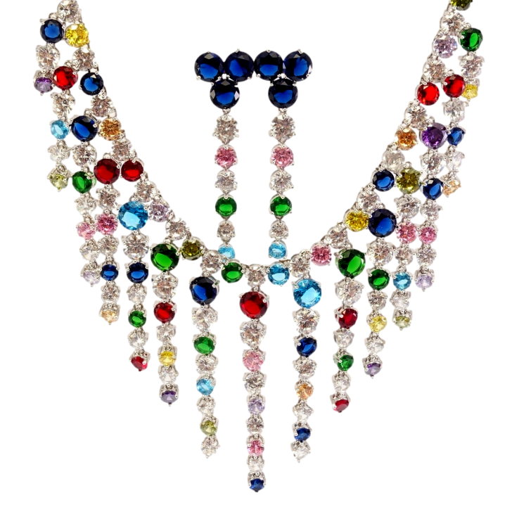 Набор Xuping Родий Серьги Колье Кристальный шик размер 42см х 7мм фото №8