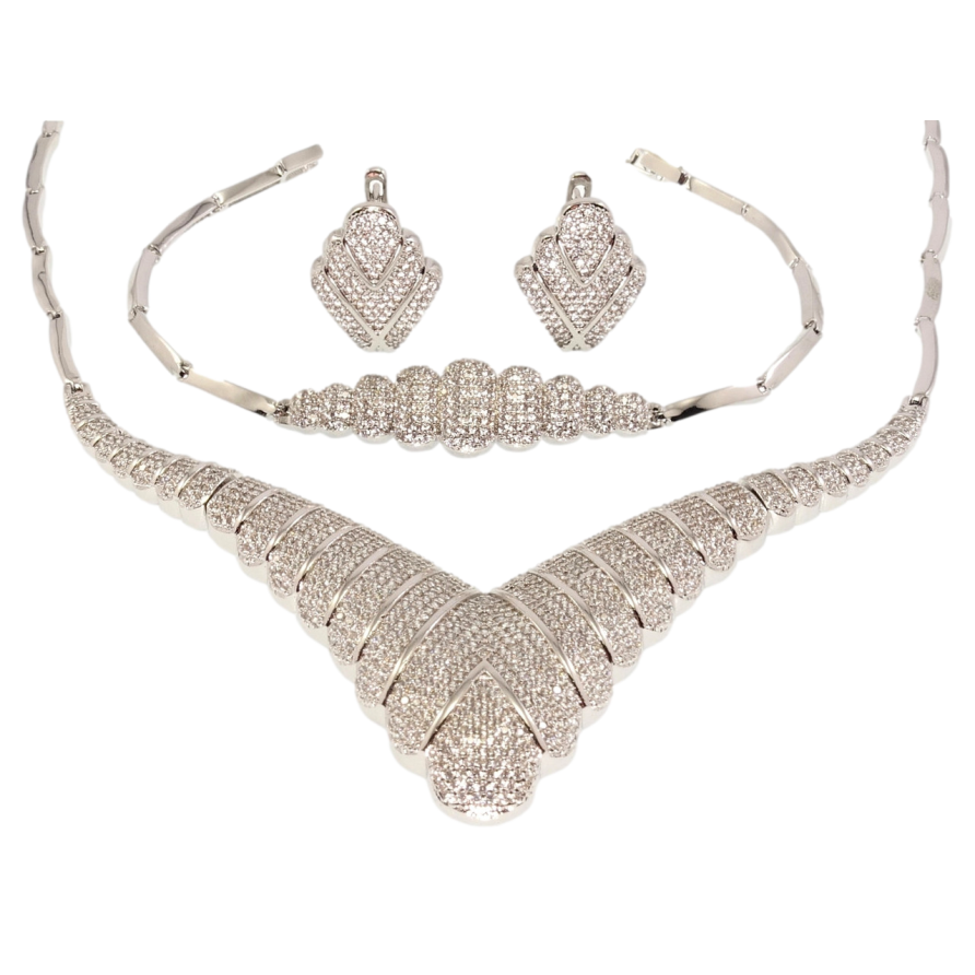 Набір Xuping Родій Сережки Кольє Браслет Елегантність розмір КЛ 50см, БР 19.5см х 2мм фото №1 Набір Xuping Родій Сережки Кольє Браслет Елегантність розмір КЛ 50см, БР 19.5см х 2мм фото №1