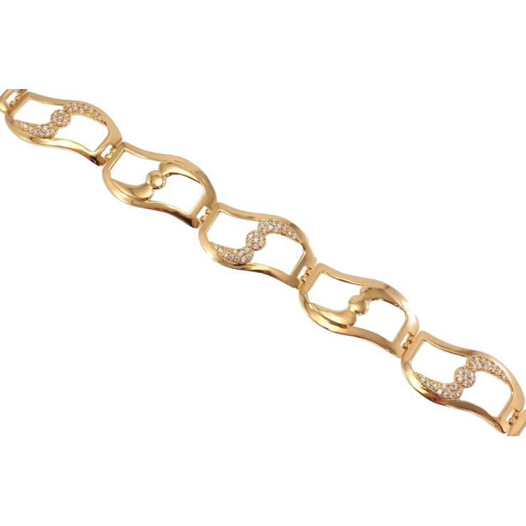 Браслет Xuping Позолота 18K Фігурні ланки з дрібним цирконієм довжина 19.5см х 17мм фото №10 Браслет Xuping Позолота 18K Фігурні ланки з дрібним цирконієм довжина 19.5см х 17мм фото №10