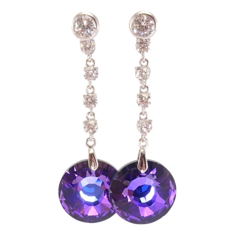 Серьги Xuping цвет Родий с кристаллами Swarovski пусеты Кристаллы Heliotrope фото №1