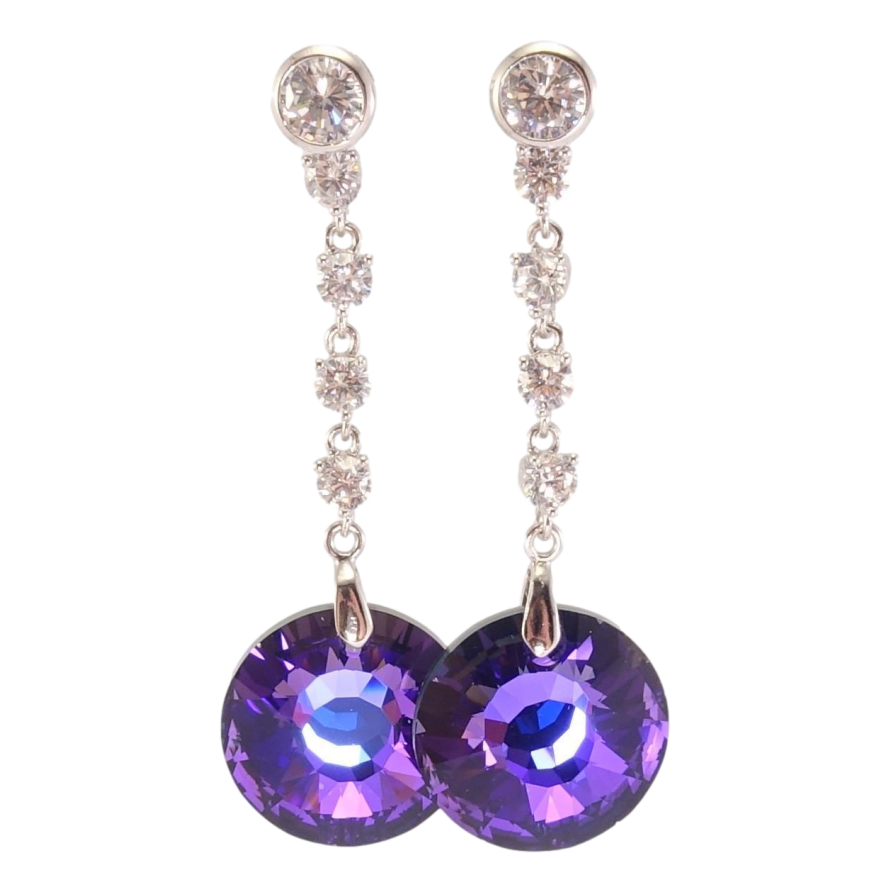 Серьги Xuping цвет Родий с кристаллами Swarovski пусеты Кристаллы Heliotrope фото №1