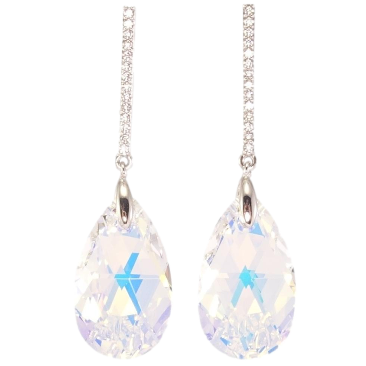 Сережки Xuping колір Родій з кристалами Swarovski пусети Кристал Shimmer з доріжкою фото №2 Сережки Xuping колір Родій з кристалами Swarovski пусети Кристал Shimmer з доріжкою фото №2