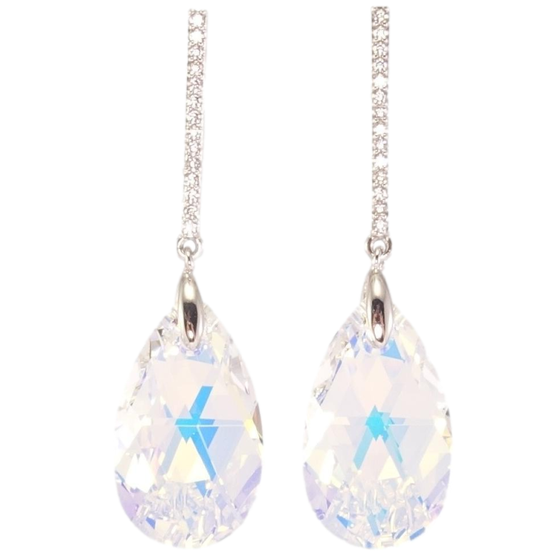 Сережки Xuping колір Родій з кристалами Swarovski пусети Кристал Shimmer з доріжкою фото №1