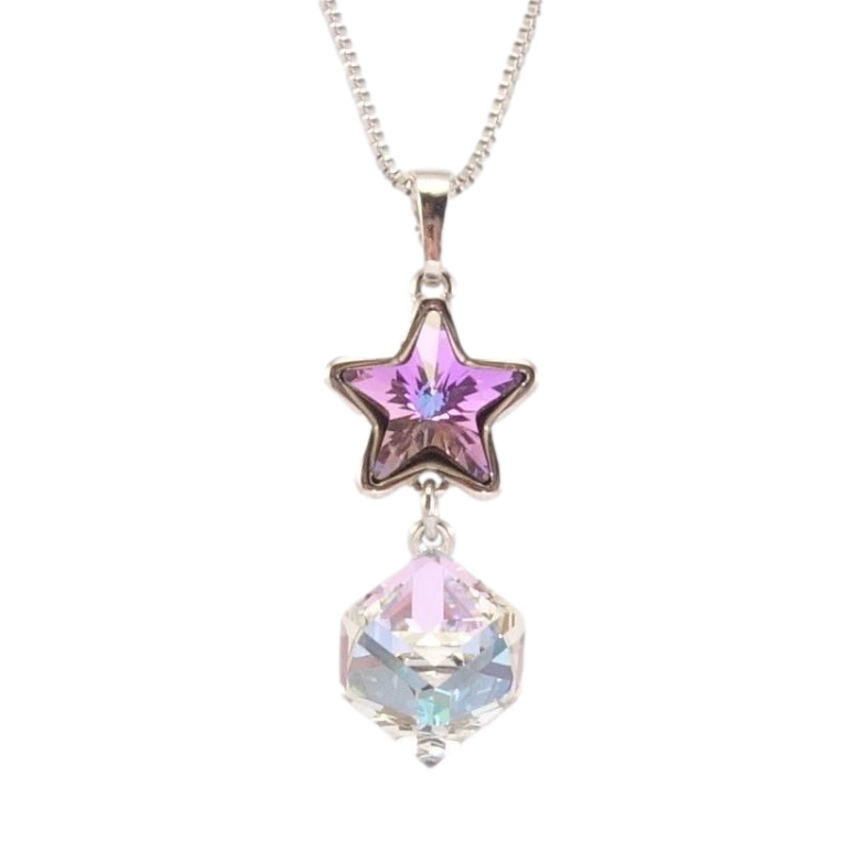 Кулон Xuping колір Родій із кр-ми Swarovski на ланцюжку Зірка з кубом кристал Paradise Shine дл. 40-45см х 1мм фото №1