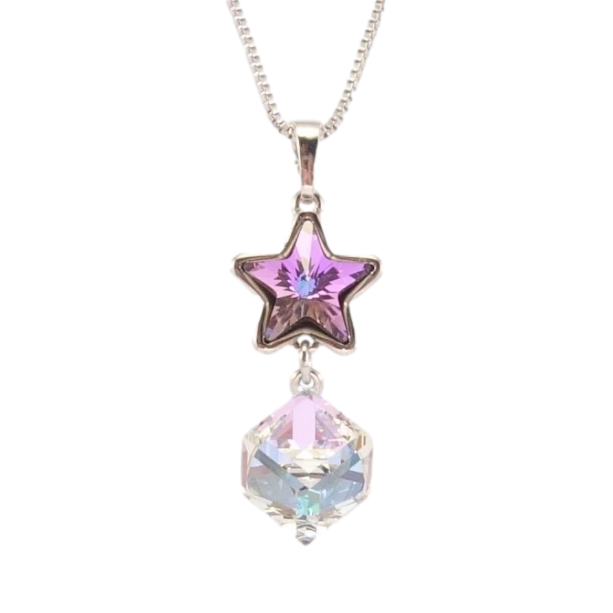 Кулон Xuping колір Родій із кр-ми Swarovski на ланцюжку Зірка з кубом кристал Paradise Shine дл. 40-45см х 1мм фото №1