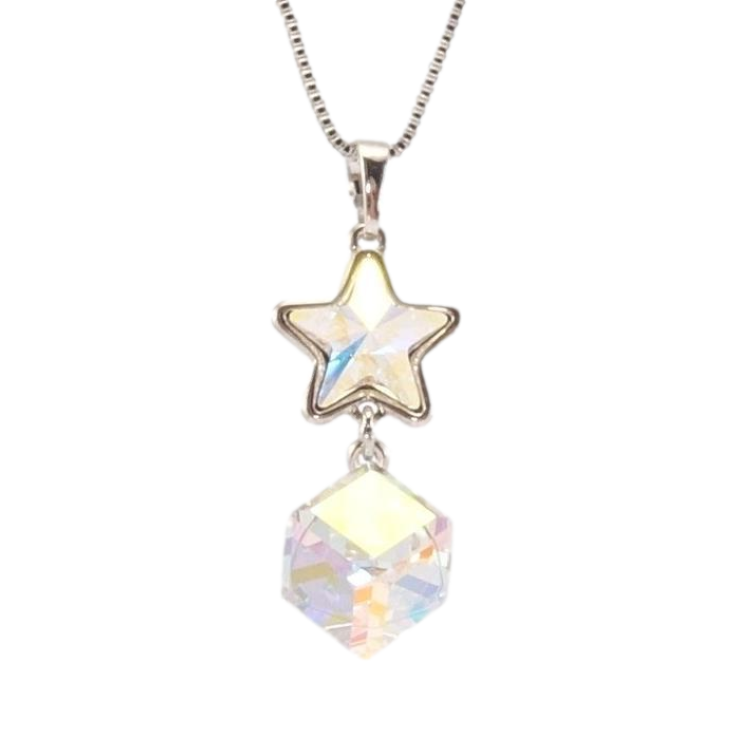 Кулон Xuping колір Родій із кр-ми Swarovski на ланцюжку Зірка з кубом кристал Shimmer дл. 40-45см х 1мм фото №20