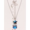 Кулон Xuping колір Родій із кр-ми Swarovski на ланцюжку Зірка з кубом кристал Capri Blue дл. 40-45см х 1мм фото №2
