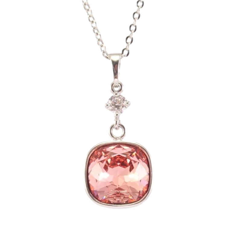 Кулон Xuping цвет Родий с кр-ми Swarovski на цепочке Кристалл Rose Peach дл. 41,5-46,5см х 2мм фото №17