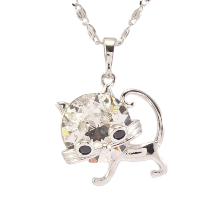 Кулон Xuping колір Родій із кр-ми Swarovski на ланцюжку Кіт кристал Clear дл. 45-50см х 2мм фото №19