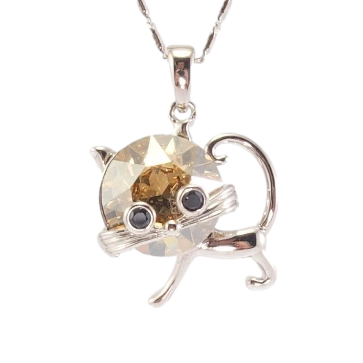 Кулон Xuping колір Родій з кр-ми Swarovski на ланцюжку Кіт кристал Golden Shadow дл. 42,5см х 2мм фото №14