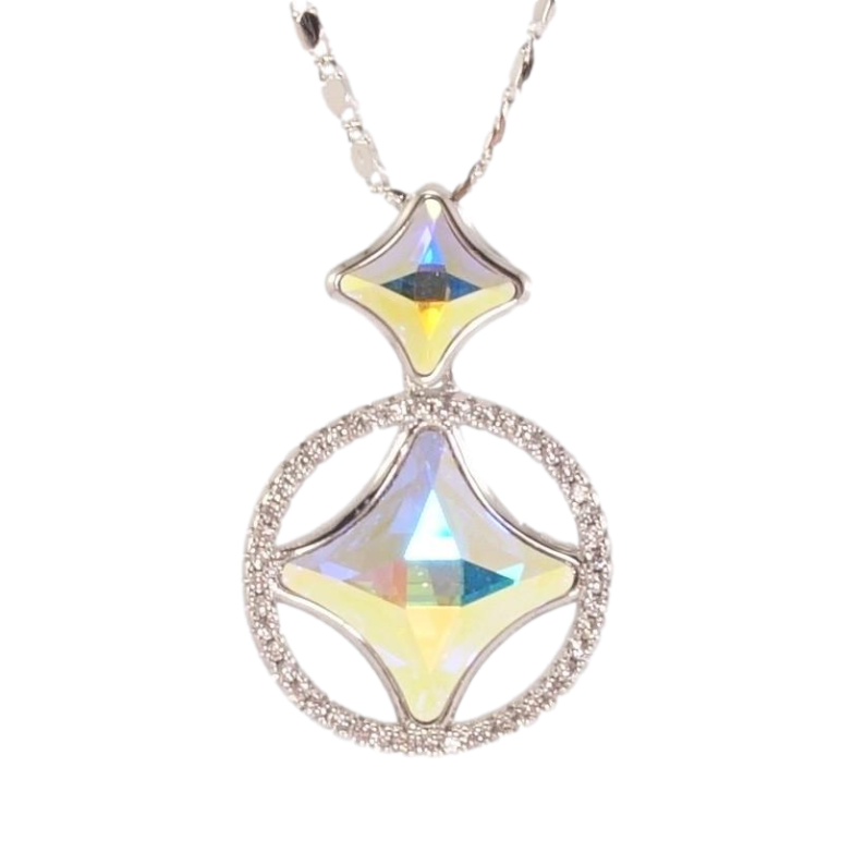 Кулон Xuping цвет Родий с кр-ми Swarovski на цепочке Фигурные кристаллы АВ с кругом из кристаллов дл. фото №1