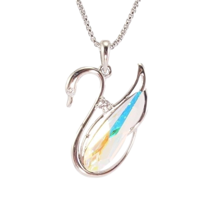 Кулон Xuping колір Родій з кр-ми Swarovski на ланцюжку Лебідь із кристалом АВ дл. 40-45см х 1мм фото №1