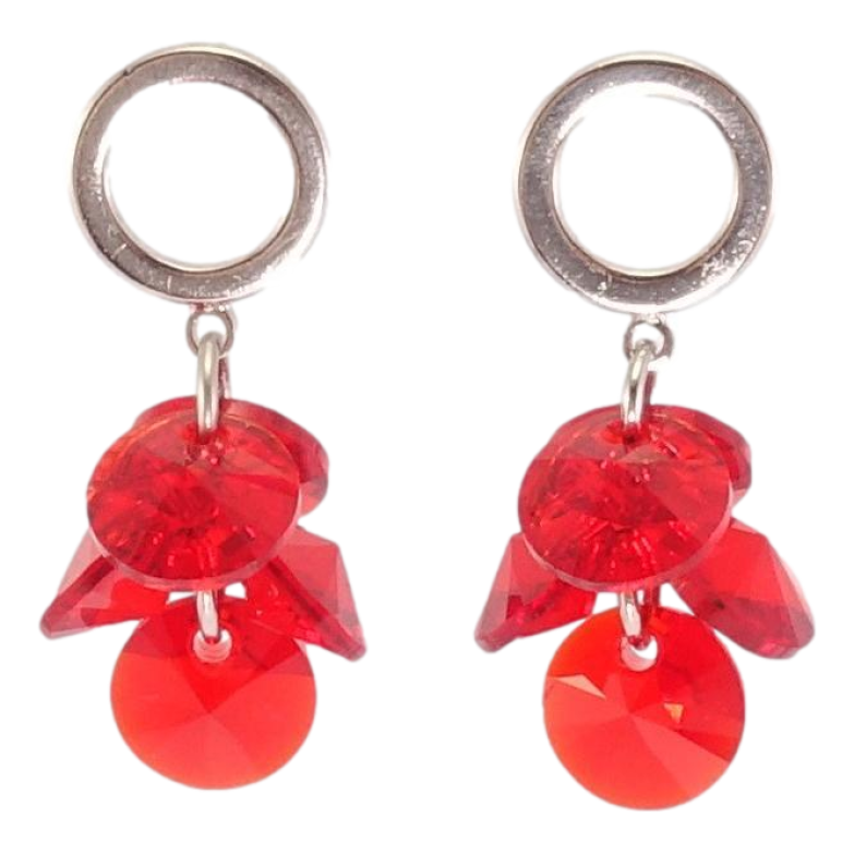 Сережки Xuping колір Родій з кристалами Swarovski пусети Кристали Light Siam на колечках фото №1