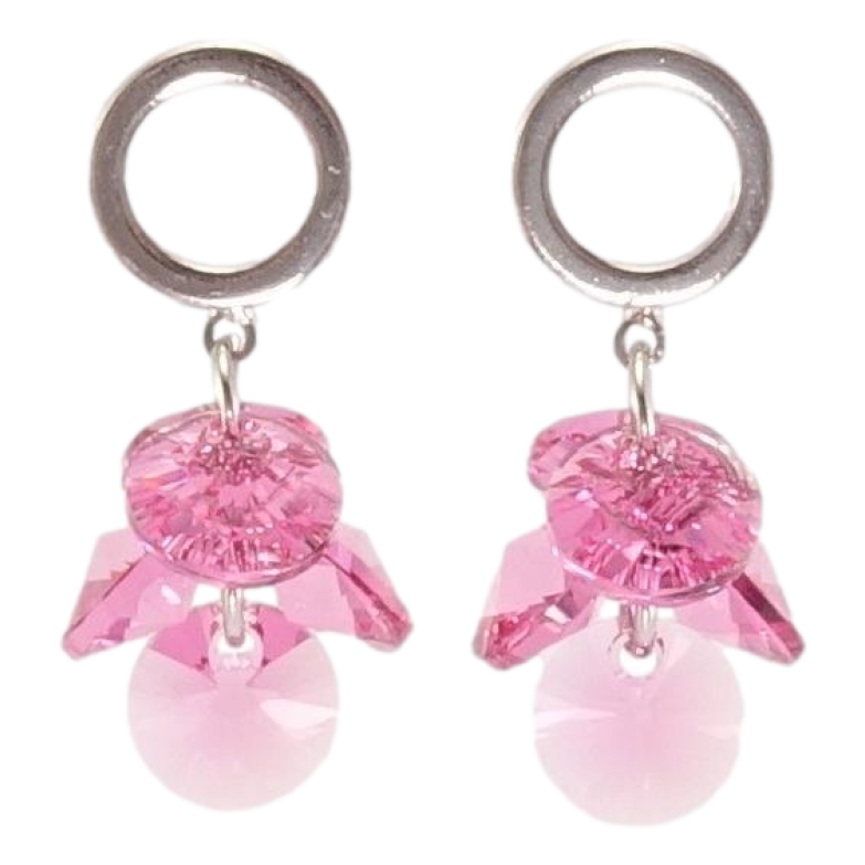 Серьги Xuping цвет Родий с кристаллами Swarovski пусеты Кристаллы Rose на колечках фото №1