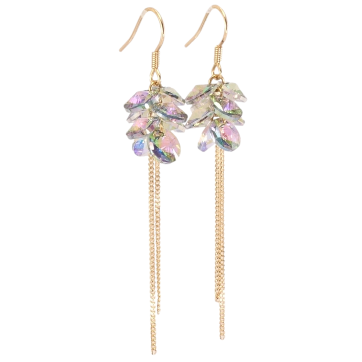 Сережки Xuping колір 18K з кристалами Swarovski французький замок Кристали Paradise Shine з ланцюжками фото №24