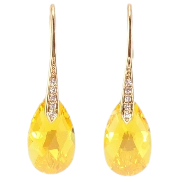 Серьги Xuping цвет 18K с кристаллами Swarovski французский замок Кристаллы Sunflower на дужках фото №7