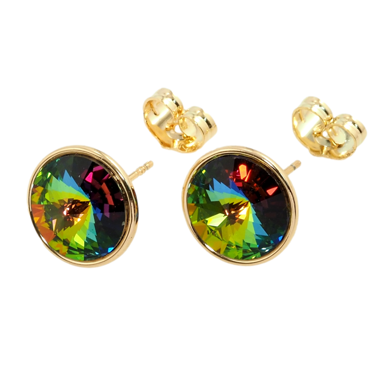 Сережки Xuping колір 18K з кристалами Swarovski пусети Кристали Vitrail Medium в ободковій оправі ø фото №19