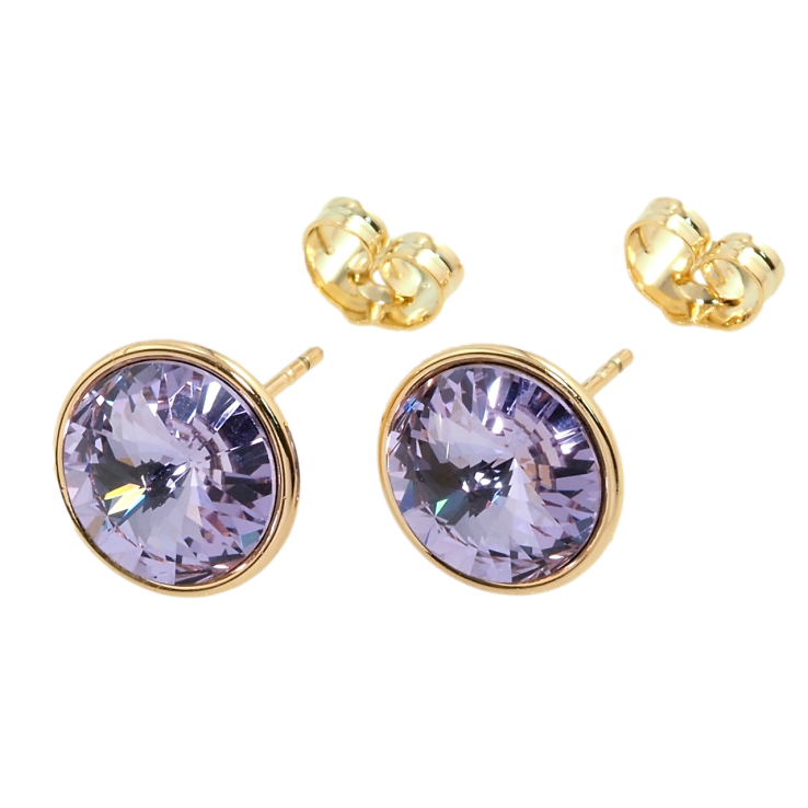 Серьги Xuping цвет 18K с кристаллами Swarovski пусеты Кристаллы Tanzanite в ободковой оправе ø 12мм фото №5