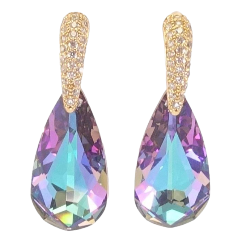 Серьги Xuping цвет 18K с кристаллами Swarovski пусеты "Кристаллы Paradise Shine на дужках" фото №1